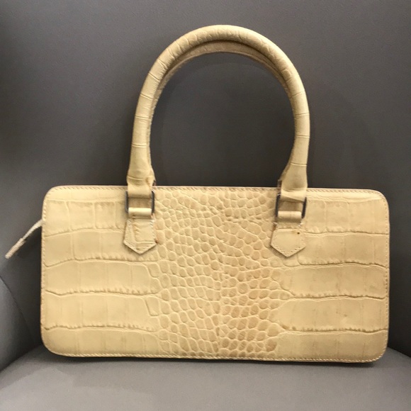 Francesco Biasia Croc Embossed Leather Satchel - Picture 3 of 8